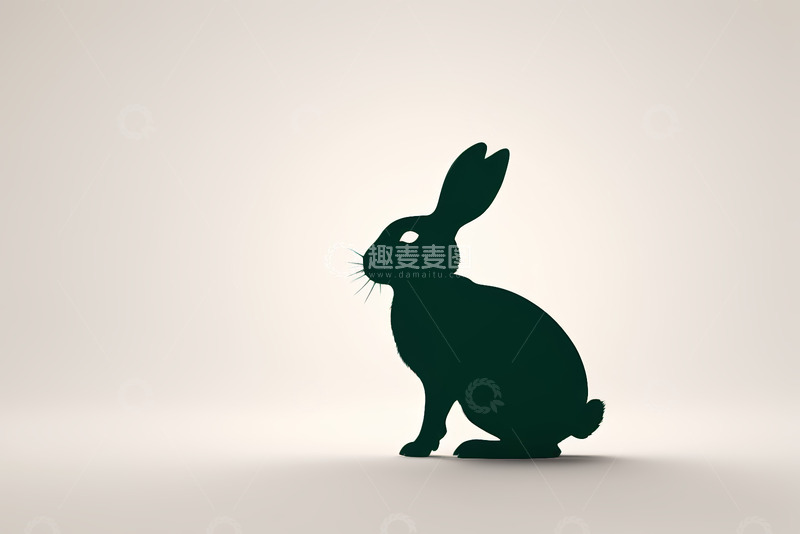 高清大图下载【趣麦麦图】黑色剪影兔子素材