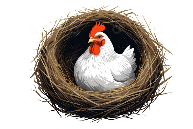 高清大图下载【趣麦麦图】母鸡在巢中的静态画面