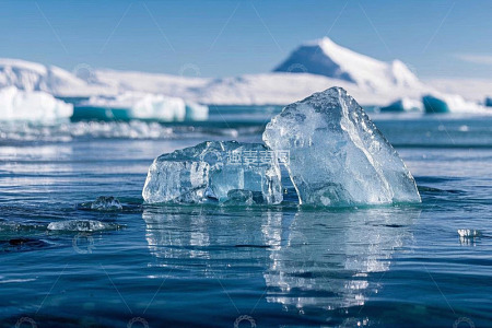海边漂浮的透明冰块景观