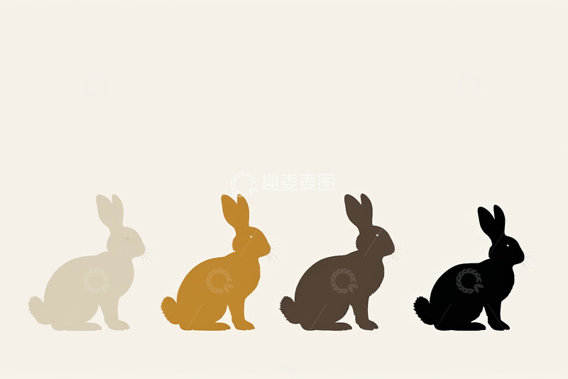 高清大图下载【趣麦麦图】四色兔子剪影素材