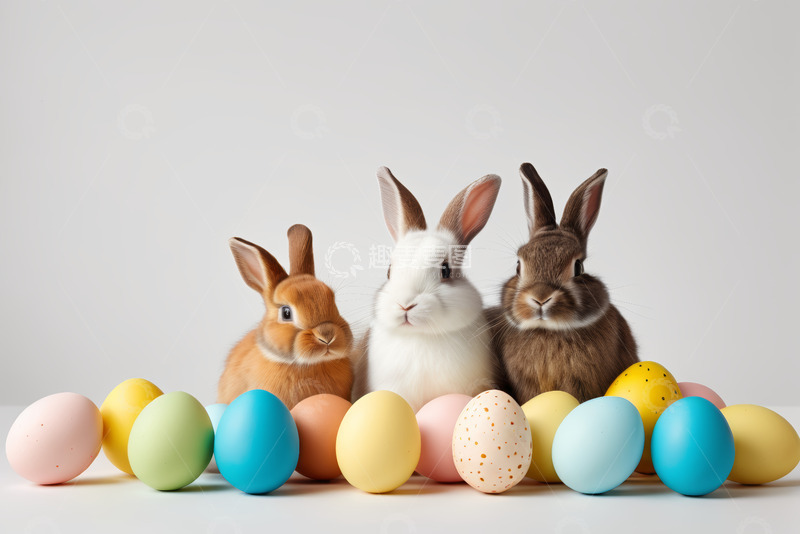 高清大图下载【趣麦麦图】复活节兔子与彩蛋特写