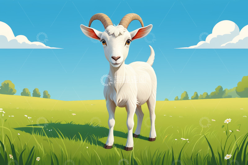 高清大图下载【趣麦麦图】草地上站立的山羊