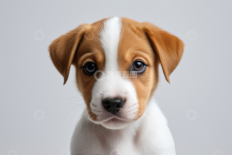 高清大图下载【趣麦麦图】可爱棕白相间小狗特写