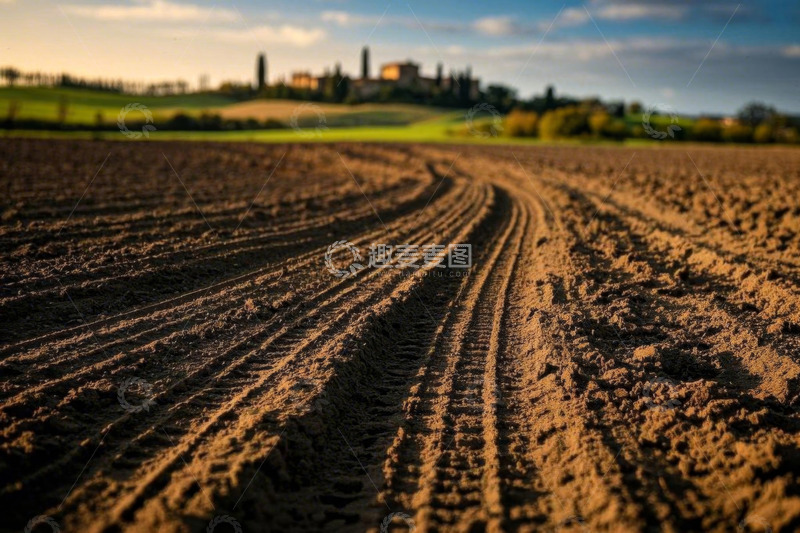 高清大图下载【趣麦麦图】田野农田远景与远处房屋