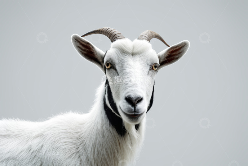 高清大图下载【趣麦麦图】特写白山羊头部素材