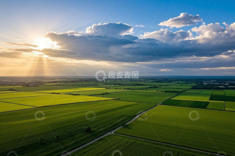 高清大图下载【趣麦麦图】航拍田野风光全景
