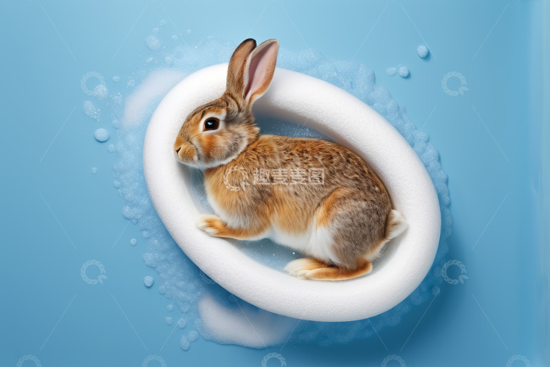 高清大图下载【趣麦麦图】沐浴中的棕色兔子特写