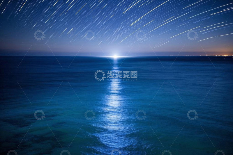 高清大图下载【趣麦麦图】海上星轨夜景