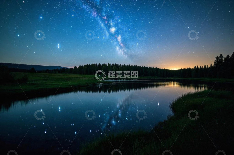 高清大图下载【趣麦麦图】湖畔星空夜景自然风光