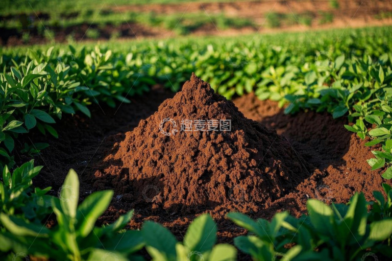 高清大图下载【趣麦麦图】农田中堆起的土壤与绿色植物