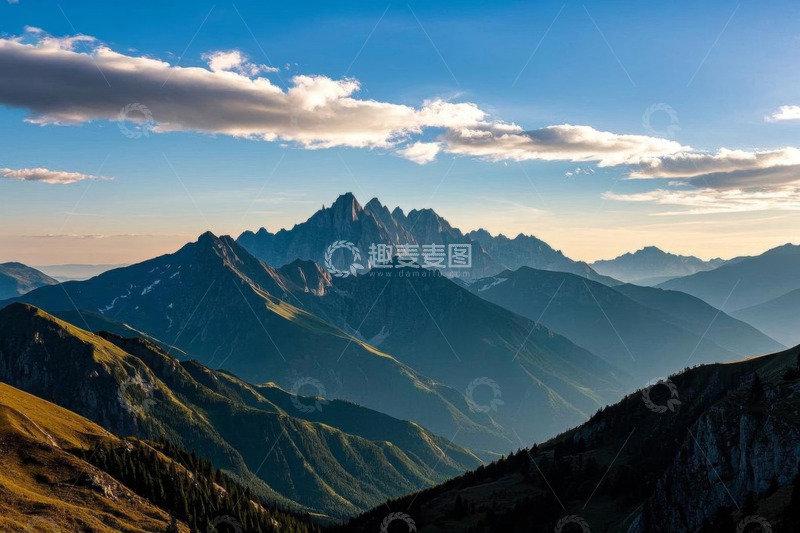 高清大图下载【趣麦麦图】阿尔卑斯山脉自然风光全景