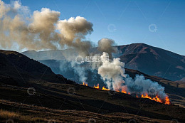 山间野火燃烧场景