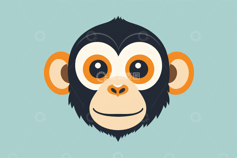 高清大图下载【趣麦麦图】卡通猴子头像插画