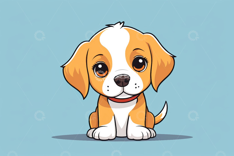 高清大图下载【趣麦麦图】可爱卡通小狗坐立形象素材