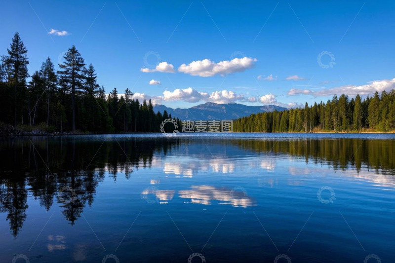 高清大图下载【趣麦麦图】森林湖泊自然风光全景