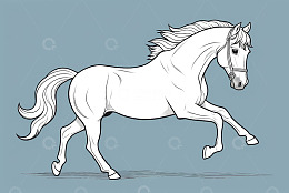 奔跑的白马插画素材