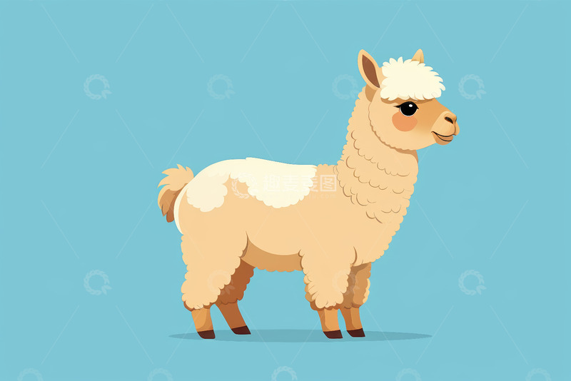 高清大图下载【趣麦麦图】卡通风格羊驼插画