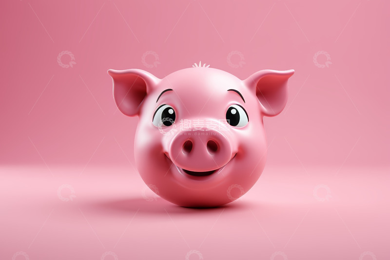 高清大图下载【趣麦麦图】粉色卡通猪头像特写