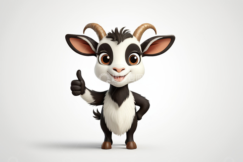 高清大图下载【趣麦麦图】卡通山羊竖大拇指形象素材