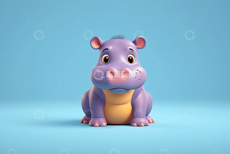 紫色卡通河马形象