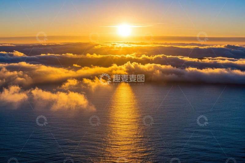 高清大图下载【趣麦麦图】海上日出云海景观