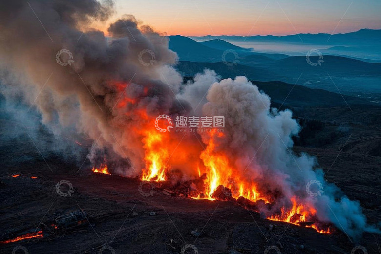 火山熔岩喷发场景
