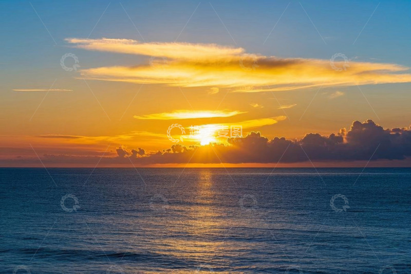 高清大图下载【趣麦麦图】海上日落全景
