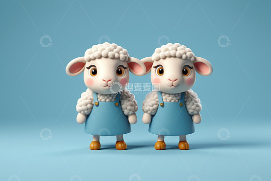 两只卡通小羊形象素材