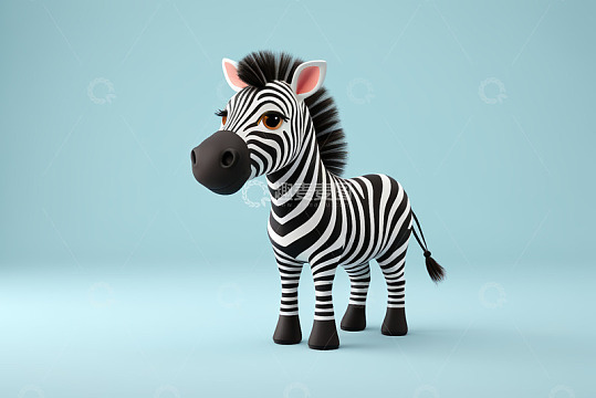 卡通斑马浅蓝色背景形象