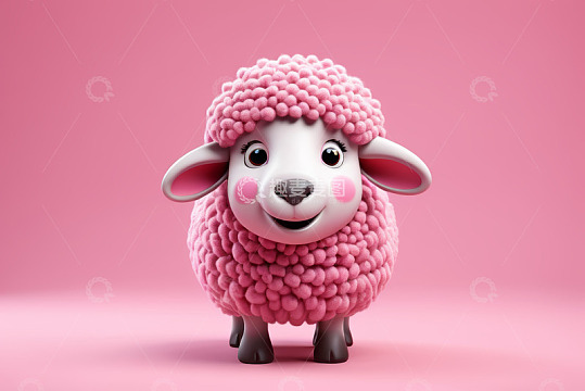 粉色卡通绵羊形象素材