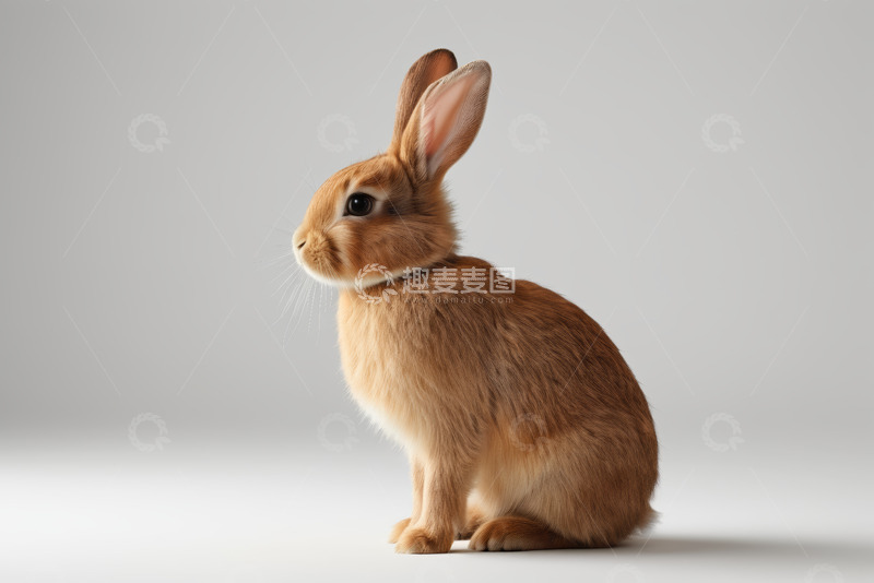 高清大图下载【趣麦麦图】棕色兔子侧坐特写
