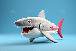 卡通鲨鱼3D形象展示