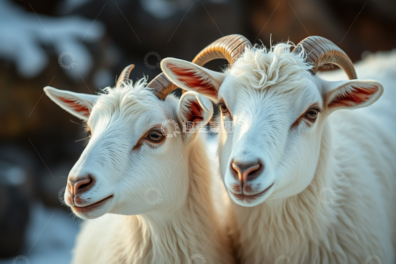 高清大图下载【趣麦麦图】两只羊特写