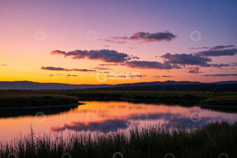 高清大图下载【趣麦麦图】黄昏时分湖边自然风光
