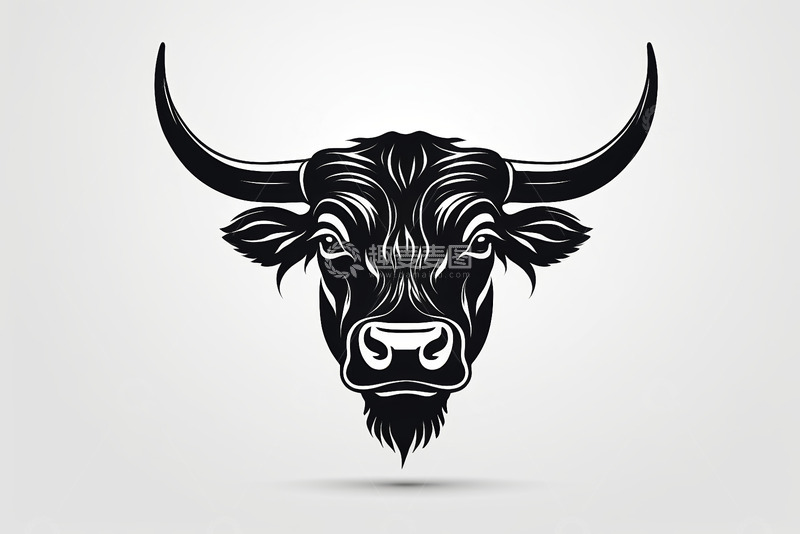 高清大图下载【趣麦麦图】黑白牛头图形设计