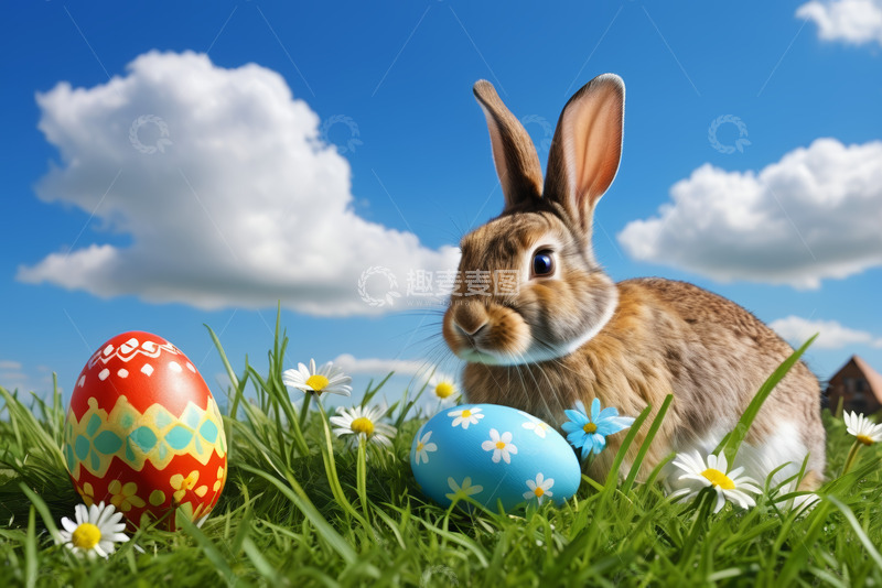 高清大图下载【趣麦麦图】复活节兔子与彩蛋