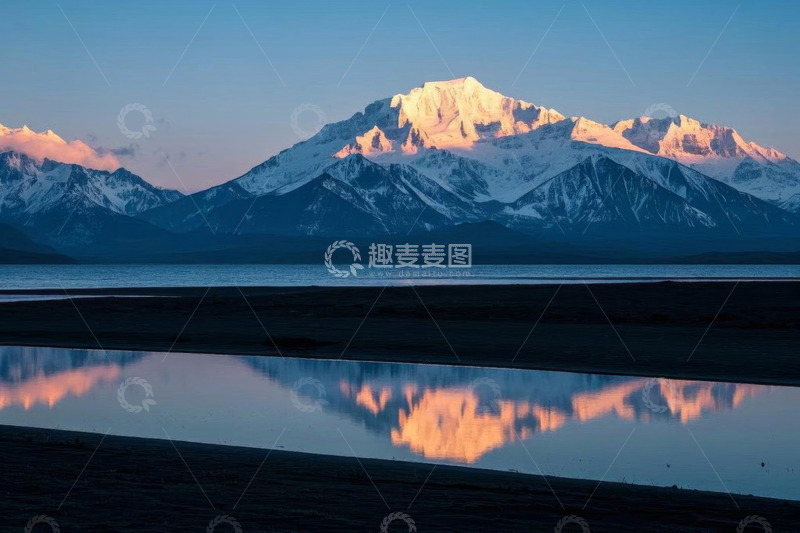 高清大图下载【趣麦麦图】雪山湖泊自然景观