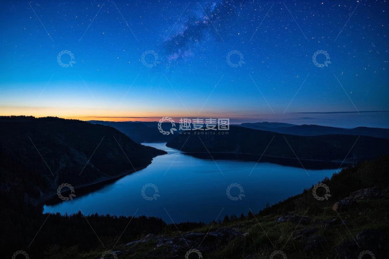 高清大图下载【趣麦麦图】星空下的山水自然景观