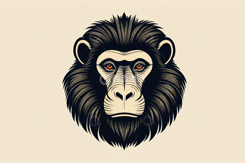 高清大图下载【趣麦麦图】黑猩猩头像插画