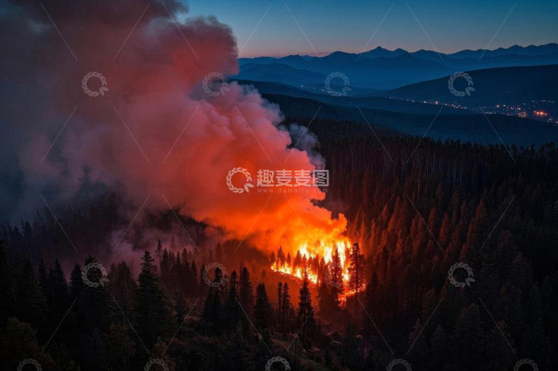 高清大图下载【趣麦麦图】山林火灾场景