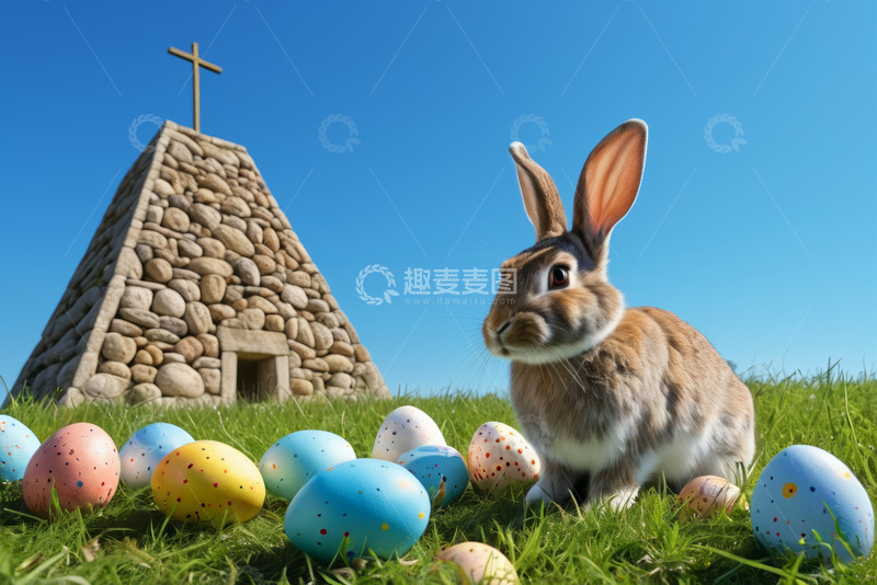 高清大图下载【趣麦麦图】复活节兔子与彩蛋场景