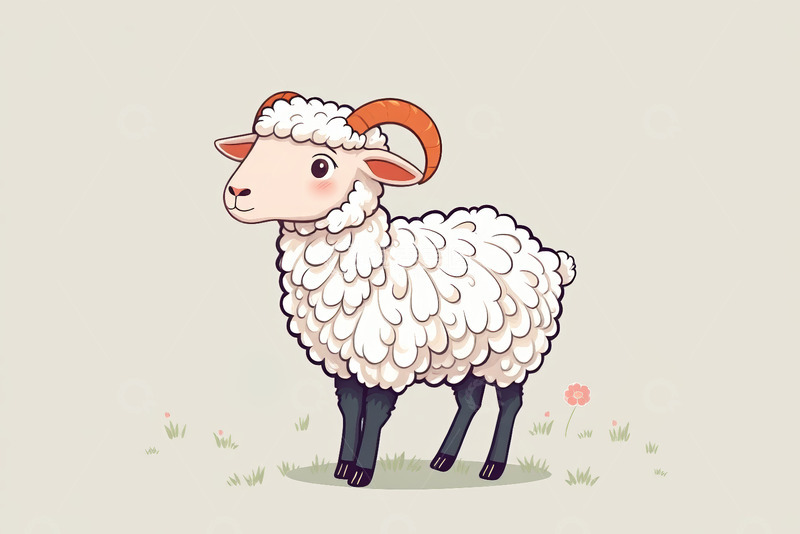 高清大图下载【趣麦麦图】卡通绵羊站立形象