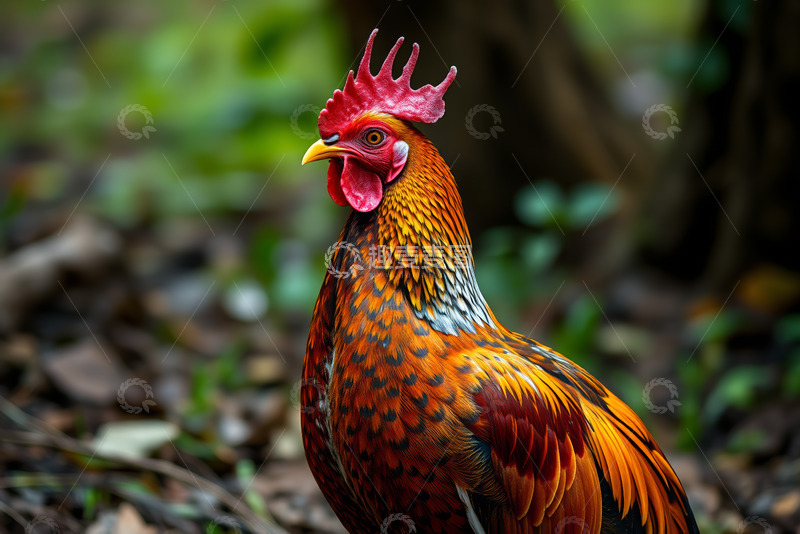 高清大图下载【趣麦麦图】色彩斑斓公鸡特写