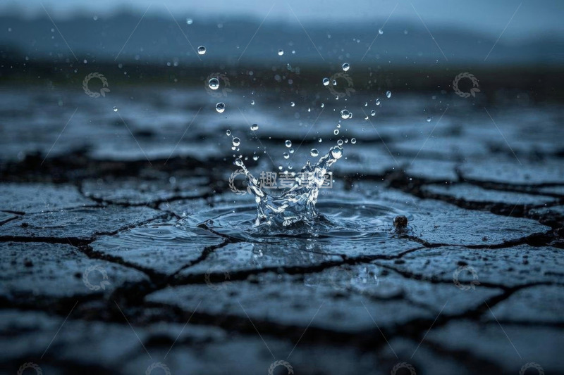 高清大图下载【趣麦麦图】水滴溅落在干裂地面