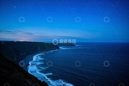 海岸星空夜景全景