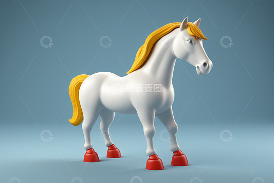 卡通风格白马3D模型素材