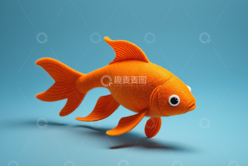 高清大图下载【趣麦麦图】橙色毛绒金鱼模型特写