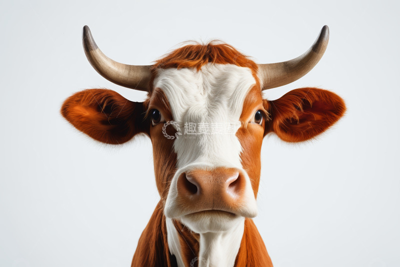 高清大图下载【趣麦麦图】棕白相间牛特写