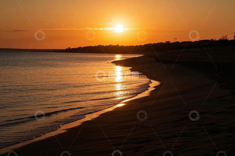 高清大图下载【趣麦麦图】海滩日落时分海景