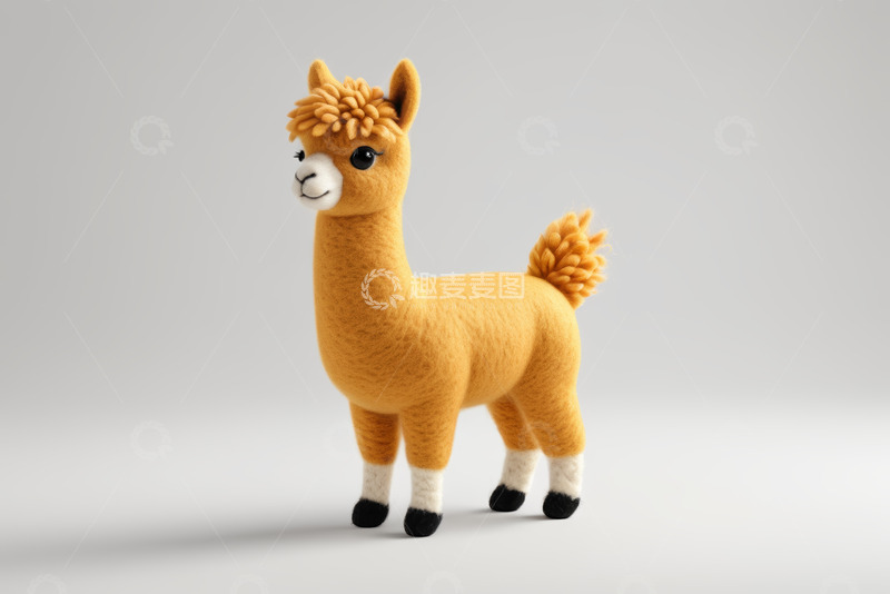 高清大图下载【趣麦麦图】黄色羊驼毛绒玩具